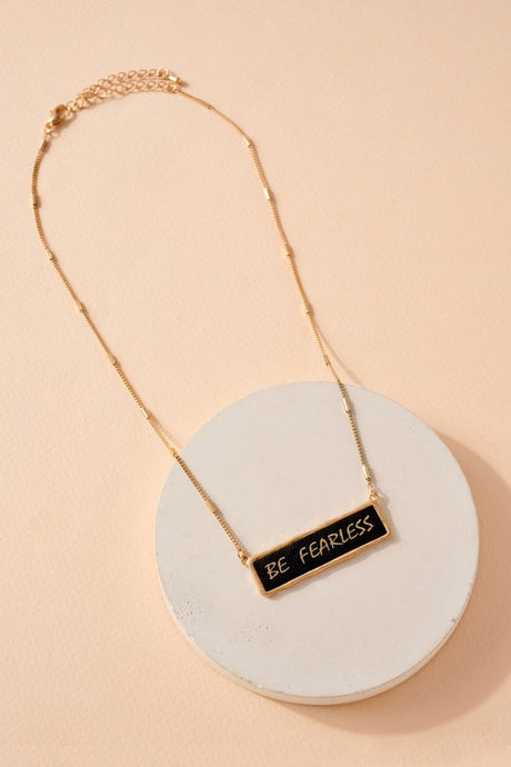 Be Fearless Tag Charm Necklace - Black