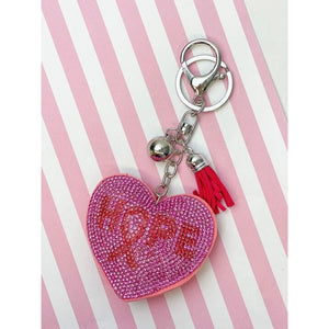 Glitzy Rhinestone Heart Hope Key Chain