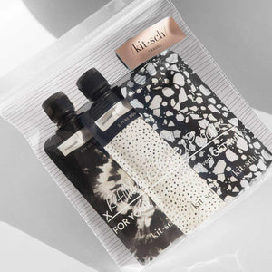 Kitsch Refillable Travel Pouches 3pc Set Black & Ivory