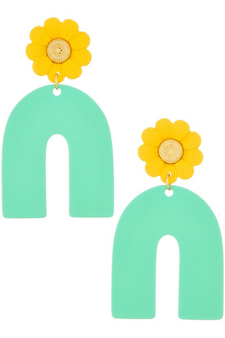 Flower Arch Earrings-Mint