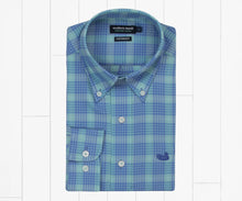 Load image into Gallery viewer, Southern Marsh Calabash Performance Dress Shirt Mint &amp; French Blue