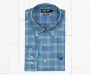 Southern Marsh Calabash Performance Dress Shirt Mint & French Blue