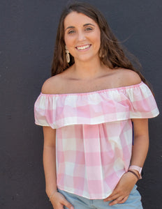 Women's Riley Gingham Ruffle Top