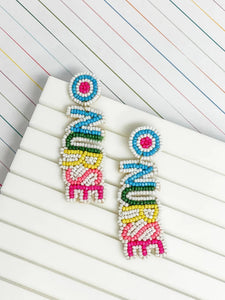 Bright Multi Nurse Beaded Dangle Earrings