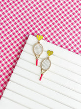 Load image into Gallery viewer, Love Tennis Enamel Dangle Earrings