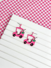 Load image into Gallery viewer, Pink Golf Cart Enamel Stud Earrings