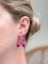 Load image into Gallery viewer, Pink Golf Cart Enamel Stud Earrings