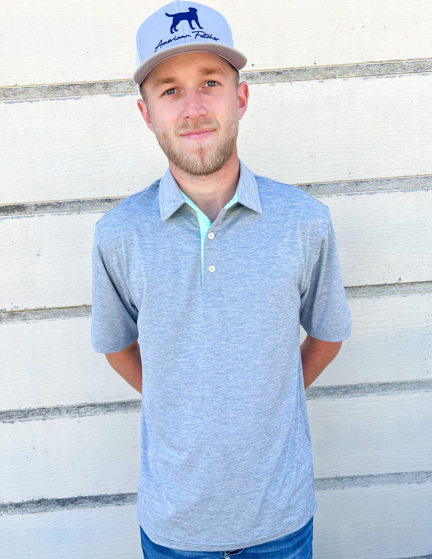 Southern Shirt Co. Men's Grayton Heather Polo- Quarry