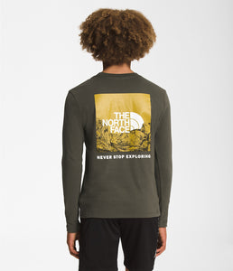 The North Face Boys’ Long-Sleeve Graphic Taupe Green