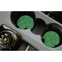 Save The Day Car Coasters-Green Glitter