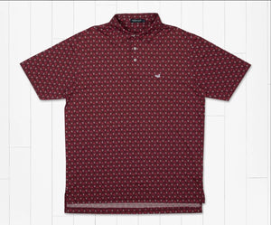 Southern Marsh Pick Six Performance Polo-Maroon & Gray