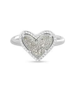 Kendra Scott Ari Heart Band Ring Silver