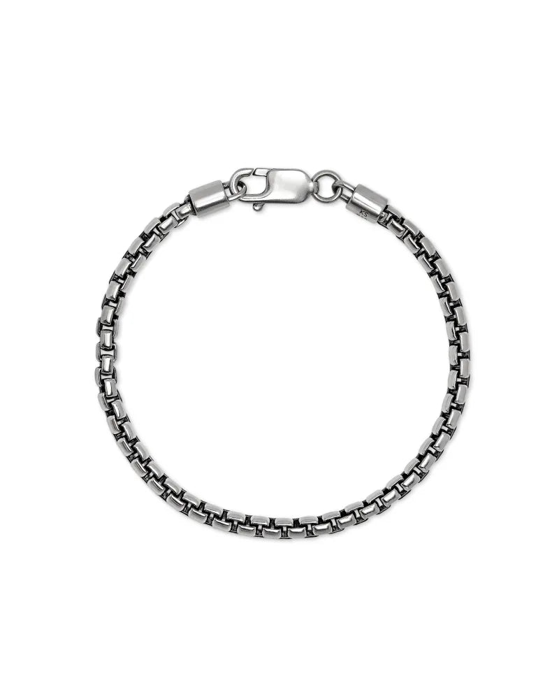 Kendra Scott Men’s Beck Round Box Chain Bracelet Oxidized Sterling Silver