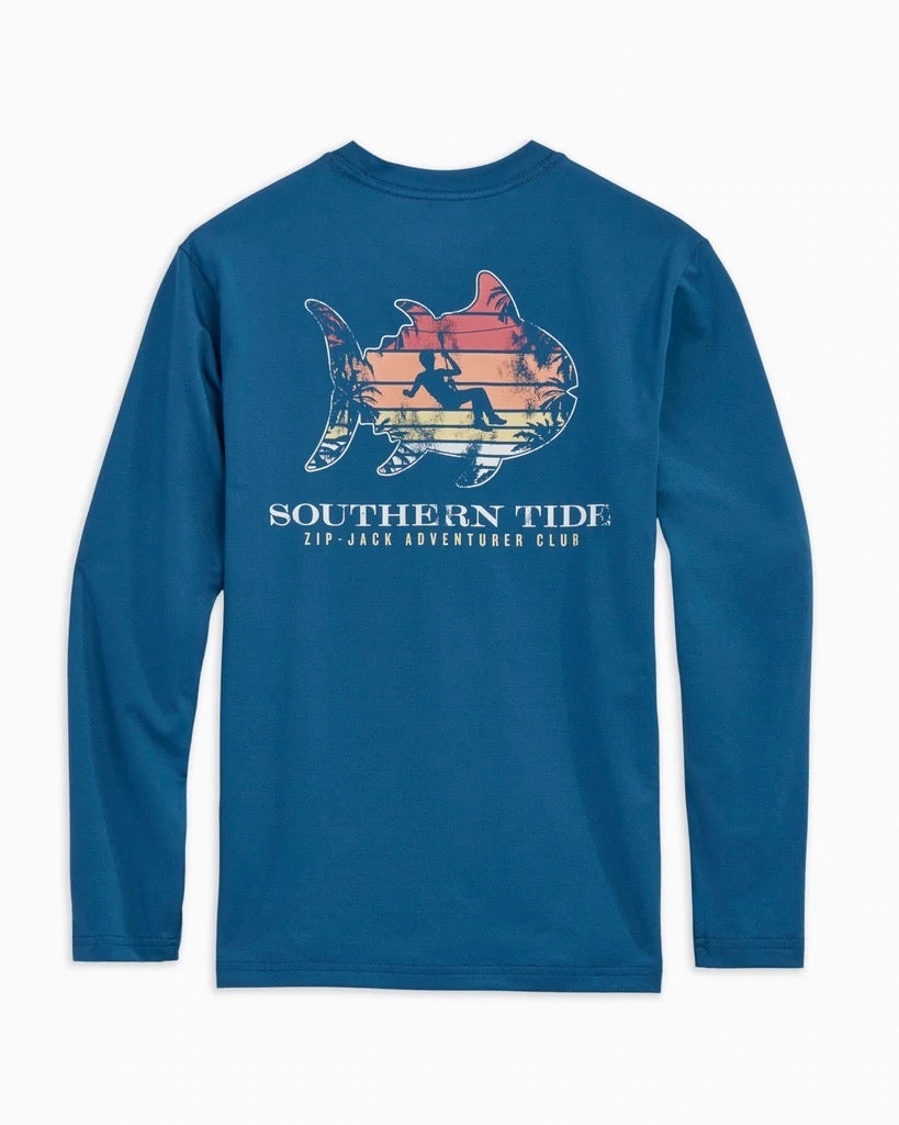 Southern Tide Youth Long Sleeve ZipJack Adventure Club Performance Tee