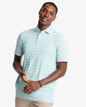 Load image into Gallery viewer, Southern Tide Men&#39;s SS Ryder Heather Bombay Striped Performance Polo